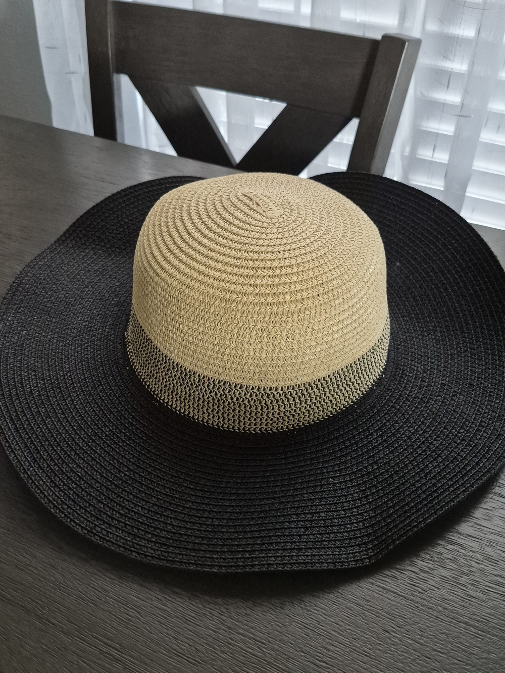 Lane Bryant Two-Tone Wide Brim Sun Hat - Black and Natural